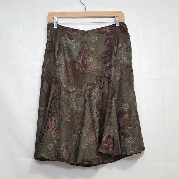 LRL Lauren Ralph Lauren silk skirt green size 8P - Picture 2 of 9